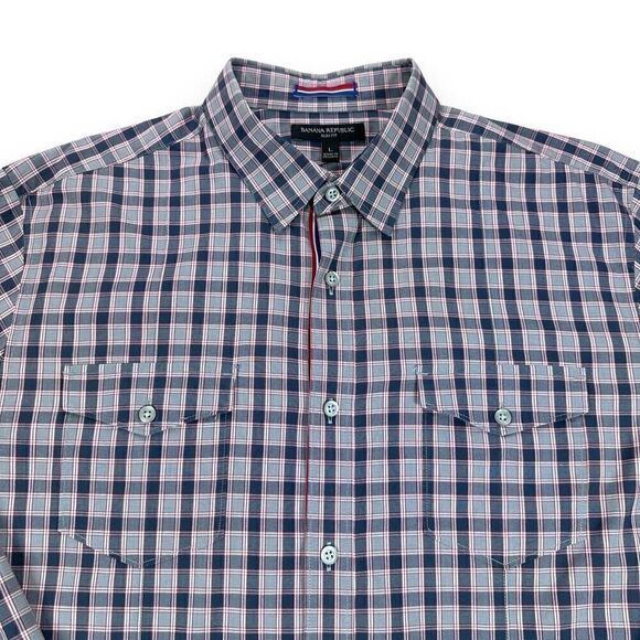 Banana Republic Shirt Mens Size Large Checked Slim Fit Long Sleeve Button Down - Picture 4 of 10